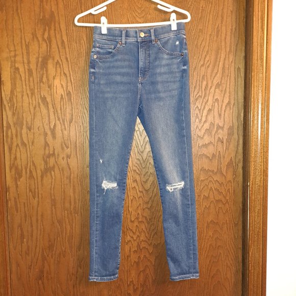 Express Denim - Express Skinny High Rise Distressed Jeans size 2R